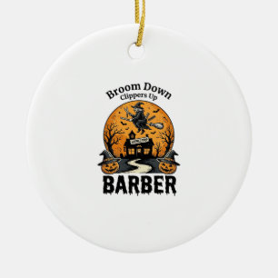 Halloween Barber Shirt Witchy Haunted Salon Pun_1 Ceramic Ornament