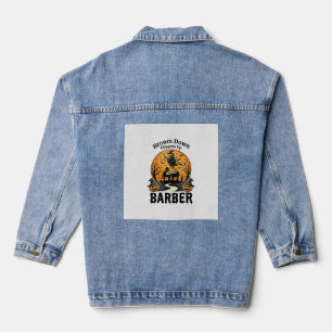 Halloween Barber Shirt Witchy Haunted Salon Pun_1 Denim Jacket