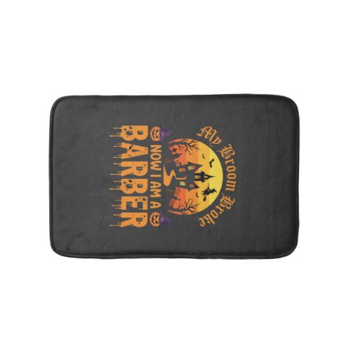Halloween Barber Witch Broom Broke Haunted House D Bath Mat