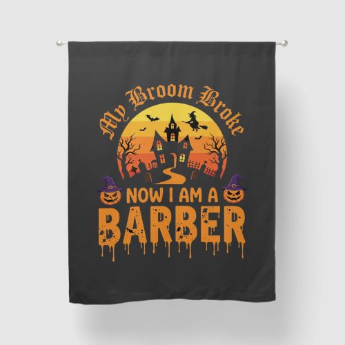 Halloween Barber Witch Broom Broke Haunted House D Blackout Curtains