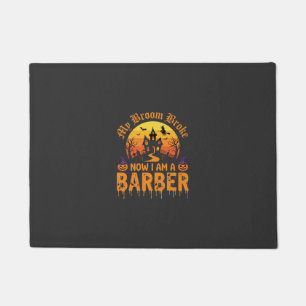 Halloween Barber Witch Broom Broke Haunted House D Doormat