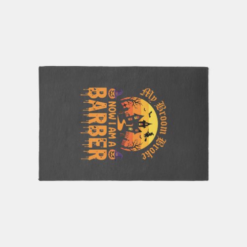 Halloween Barber Witch Broom Broke Haunted House D Rug