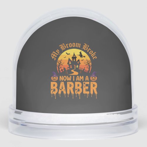 Halloween Barber Witch Broom Broke Haunted House D Snow Globe