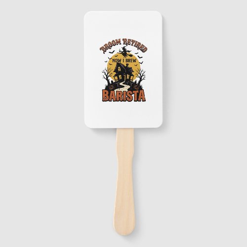 Halloween Barista Shirt Funny Witch Coffee Pun Des Hand Fan