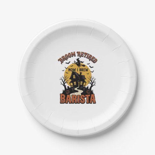 Halloween Barista Shirt Funny Witch Coffee Pun Des Paper Plates