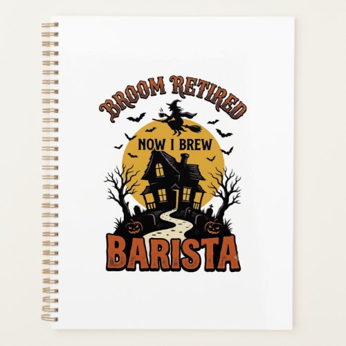 Halloween Barista Shirt Funny Witch Coffee Pun Des Planner