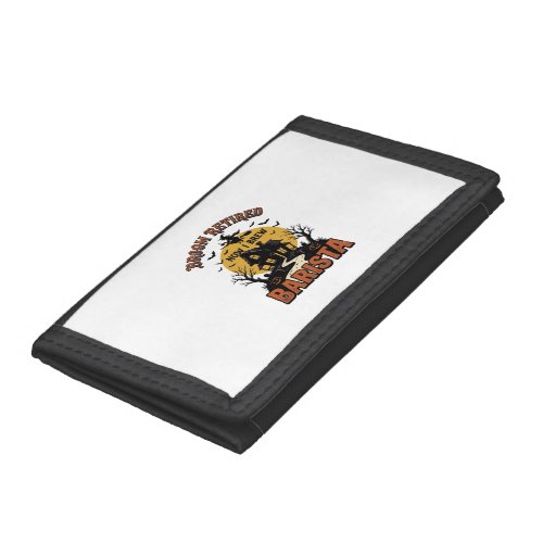 Halloween Barista Shirt Funny Witch Coffee Pun Des Trifold Wallet