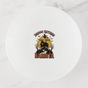 Halloween Barista Shirt Funny Witch Coffee Pun Des Trinket Tray