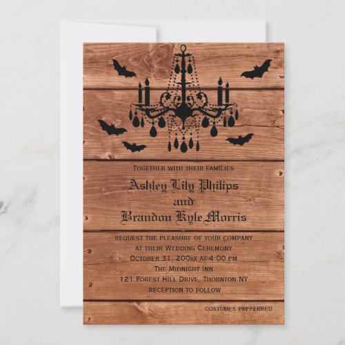 Halloween Barn Chandelier Wedding Invitation