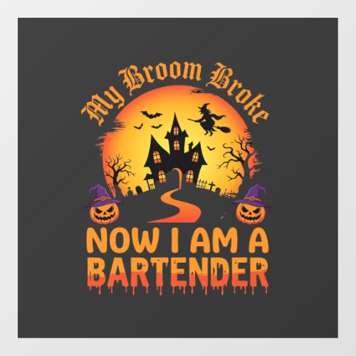 Halloween Bartender Haunted House Witch Pumpkin De Window Cling