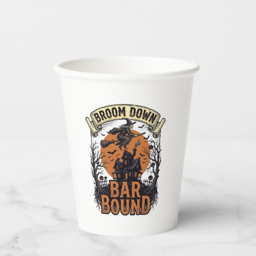 Halloween Bartender Shirt Funny Witch Broom Bar Pu Paper Cups