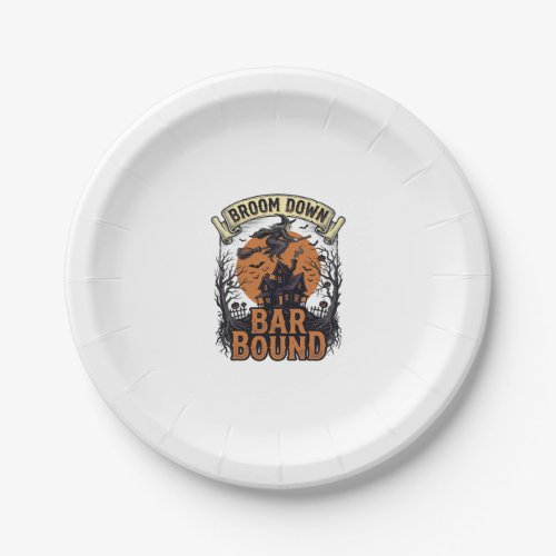 Halloween Bartender Shirt Funny Witch Broom Bar Pu Paper Plates