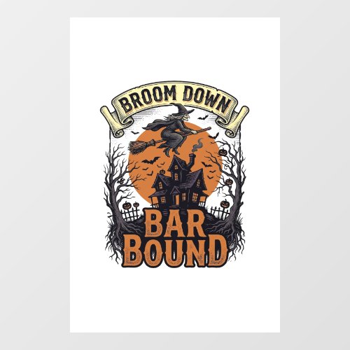 Halloween Bartender Shirt Funny Witch Broom Bar Pu Window Cling