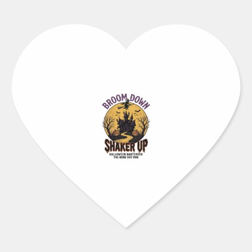 Halloween Bartender Shirt Haunted Tavern Witch Des Heart Sticker