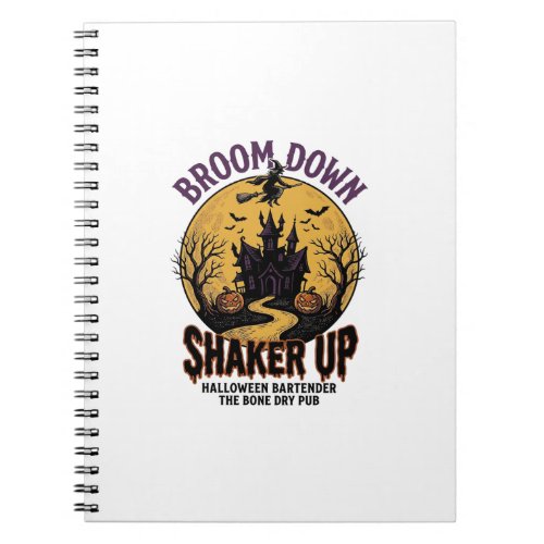 Halloween Bartender Shirt Haunted Tavern Witch Des Notebook