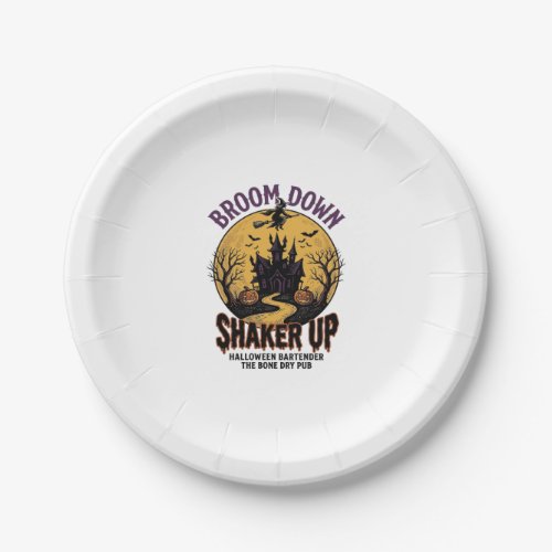 Halloween Bartender Shirt Haunted Tavern Witch Des Paper Plates