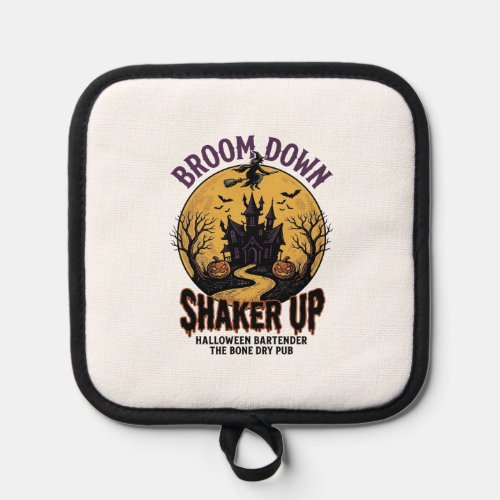 Halloween Bartender Shirt Haunted Tavern Witch Des Pot Holder