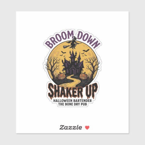 Halloween Bartender Shirt Haunted Tavern Witch Des Sticker