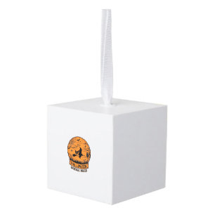 Halloween Baseball Maker Flying Witch Wooden Moon  Cube Ornament