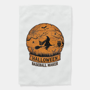 Halloween Baseball Maker Flying Witch Wooden Moon  Garden Flag