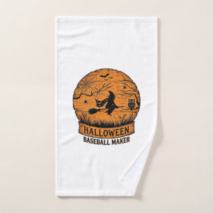 Halloween Baseball Maker Flying Witch Wooden Moon Hand Towel