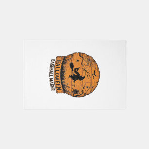 Halloween Baseball Maker Flying Witch Wooden Moon Rug