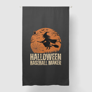 Halloween Baseball Maker Vintage Witch Graphic Blackout Curtains
