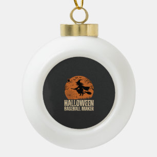 Halloween Baseball Maker Vintage Witch Graphic Ceramic Ball Christmas Ornament