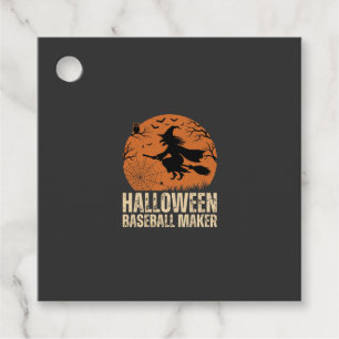 Halloween Baseball Maker Vintage Witch Graphic Favor Tags