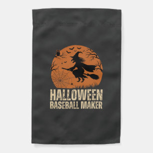 Halloween Baseball Maker Vintage Witch Graphic Garden Flag
