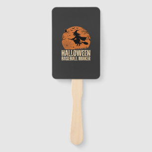 Halloween Baseball Maker Vintage Witch Graphic Hand Fan