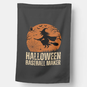 Halloween Baseball Maker Vintage Witch Graphic House Flag