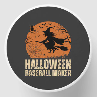 Halloween Baseball Maker Vintage Witch Graphic Mini Candle Favors