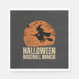 Halloween Baseball Maker Vintage Witch Graphic Napkins