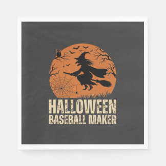 Halloween Baseball Maker Vintage Witch Graphic Napkins