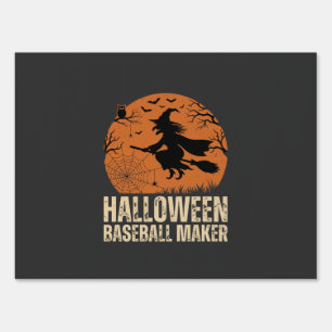 Halloween Baseball Maker Vintage Witch Graphic Sign