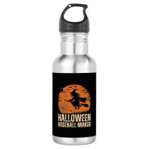Halloween Baseball Maker Vintage Witch Graphic Stainless Steel Water Bottle