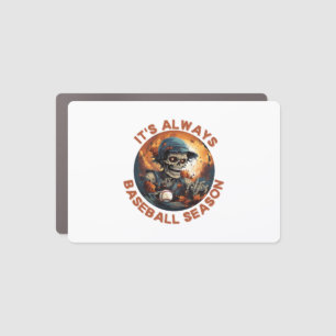 Halloween baseball player skeleton scary home run car magnet