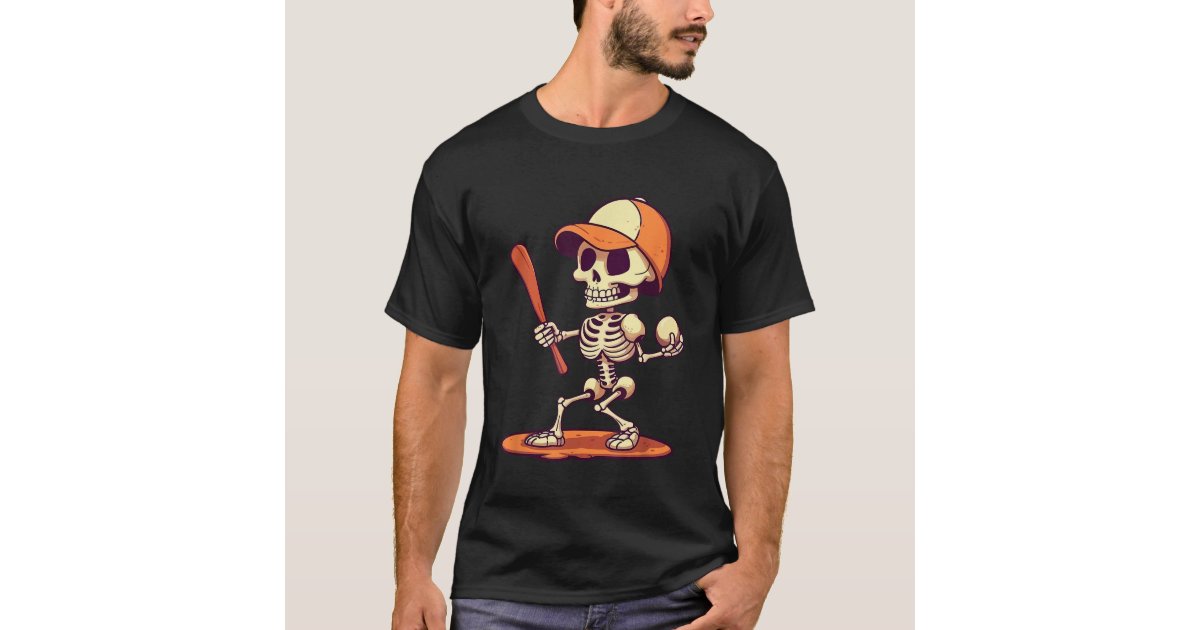 Skeleton Chest Baseball Halloween Baseball Youth T-shirt 