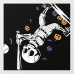 Halloween Baseball Skeleton Hitting Wall Decal