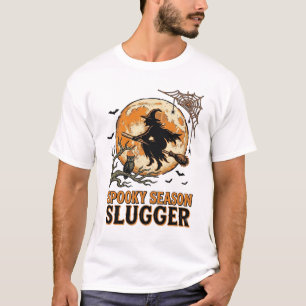 Halloween Baseball Witch Vintage Engraving Shirt_1 T-Shirt