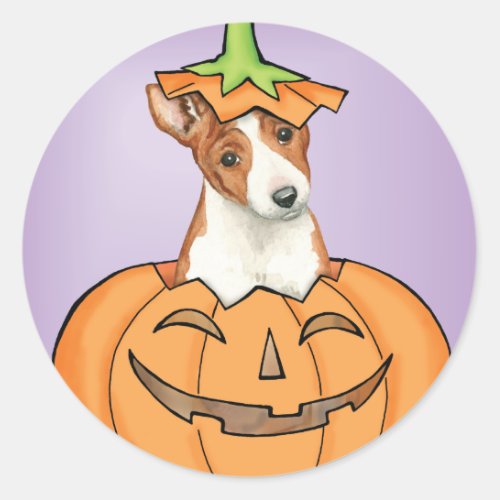 Halloween Basenji Classic Round Sticker