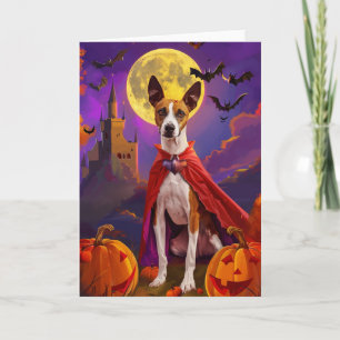 Halloween Basenji Dog Pumpkins Scary Card