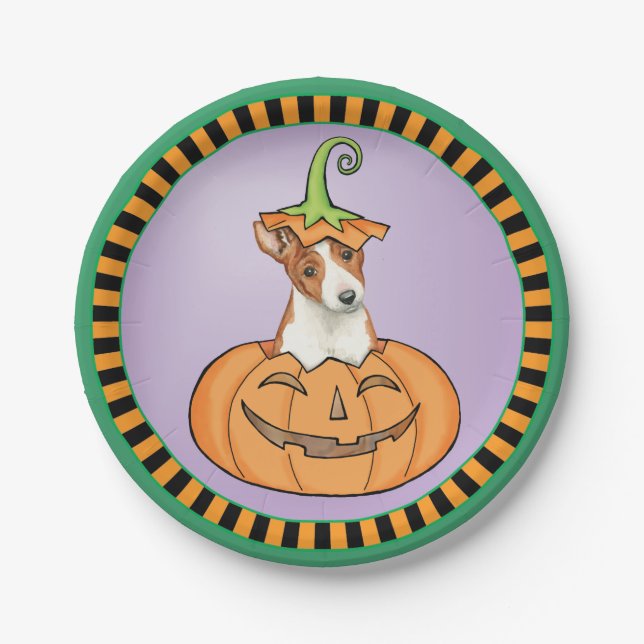 Halloween Basenji Paper Plates (Front)