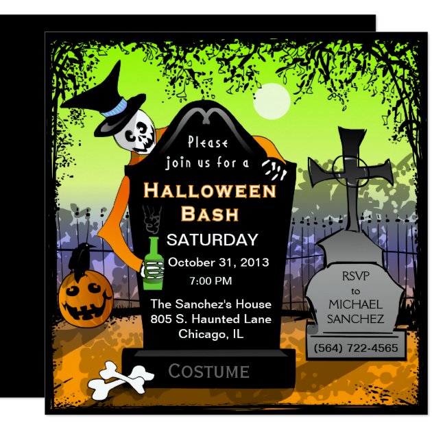 Halloween Bash Graveyard Invitation