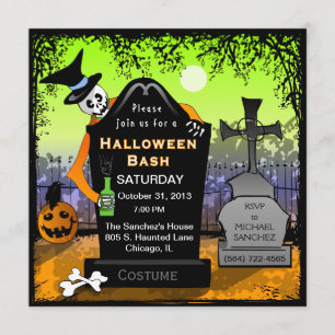 Halloween Bash Graveyard Invitation