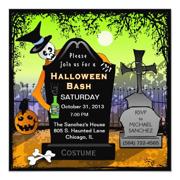 Halloween Bash Graveyard Invitation