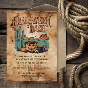 Halloween Bash Party Invitation Vintage Western