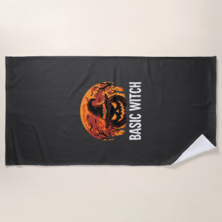 Halloween Basic Witch Pumpkin Moon Graphic Beach Towel