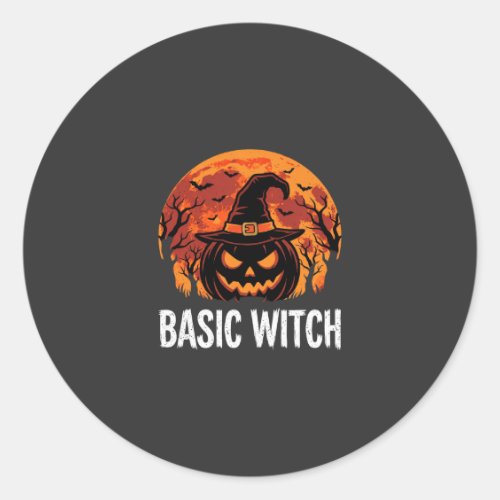 Halloween Basic Witch Pumpkin Moon Graphic Classic Round Sticker